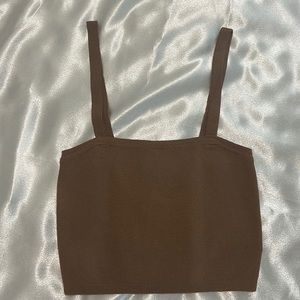 Brown knitted crop top